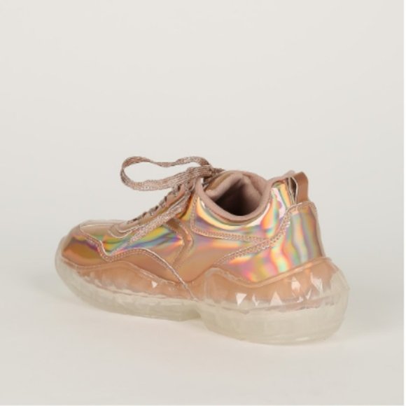 Rose Gold Holographic Fashion Sneakers - Picture 4 of 8